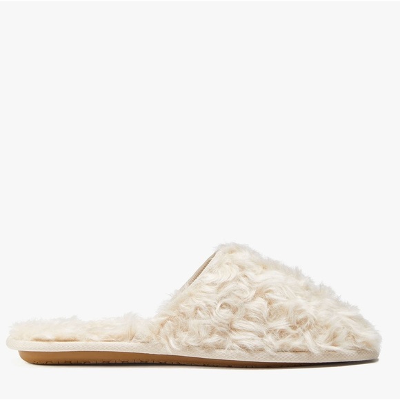 Kate Spade Cream Shearling Mule Slippers Womens 6 Cozy Warm Soft Loungewear - Picture 7 of 8
